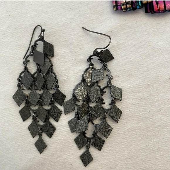 Shimmery Black Dangle Earrings - Picture 1 of 2